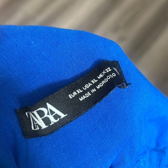 Zara blue linen blend romper short jumpsuit size XL - Picture 3 of 6